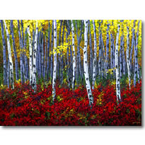 Crimson Forest - Aspen and Birch Tree Art by Jennifer Vranes