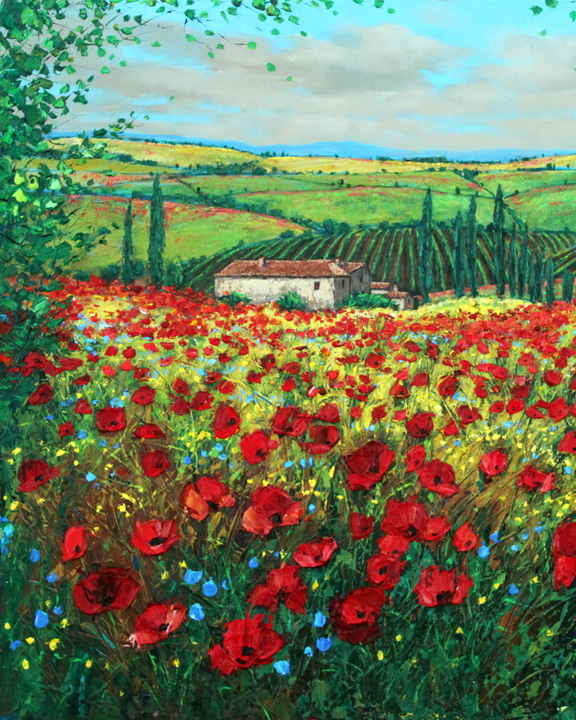 Tuscan Romance Poppy Field Art Print Crop