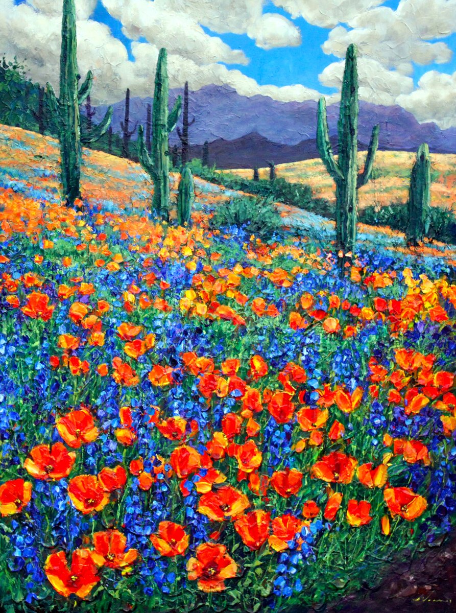 Desert Spring — palette knife painting by Jennifer Vranes