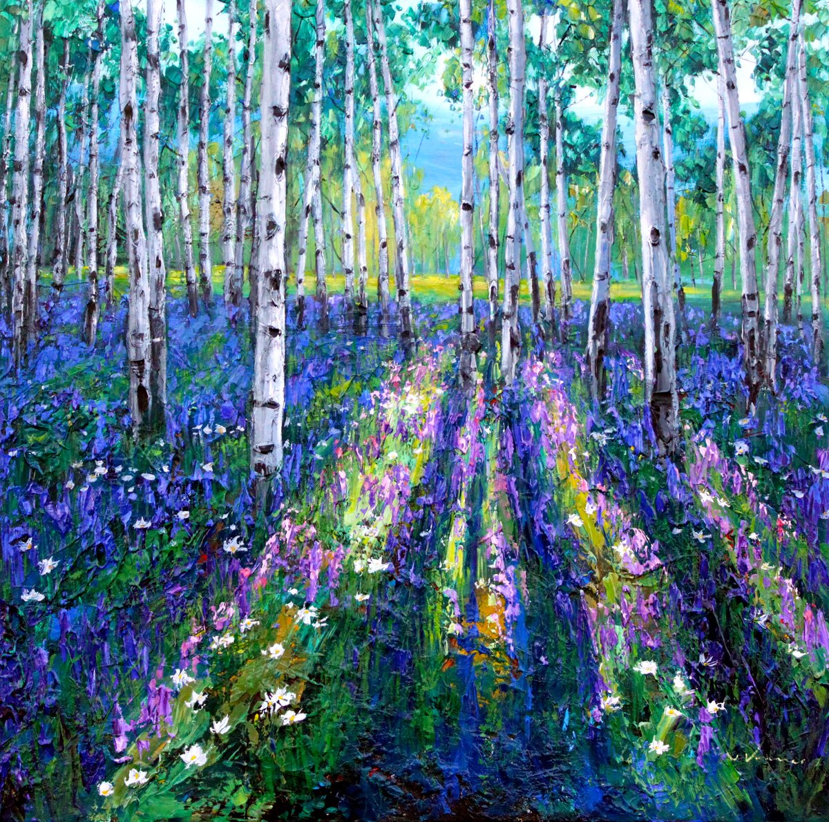 Morning Meadow — palette knife painting by Jennifer Vranes